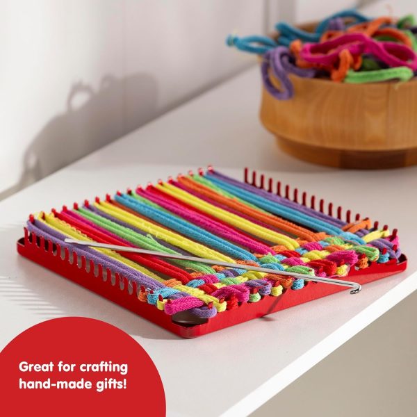 Schylling Metal Pot Holder Loom Kit - Classic Durable Weaving Frame to Make Pot Holders - Includes Loom. Hook. Instructions. and 80 Colorful Cotton Loops - Ages 5 and Up